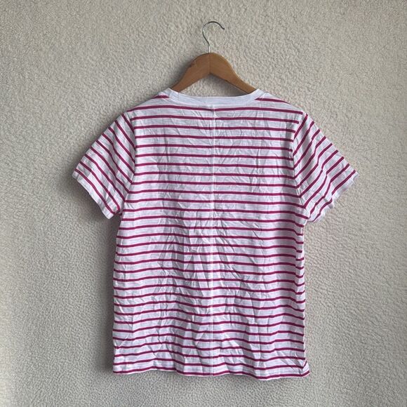 J Crew Girlfriend Tee Womens Size‎ XL Pink White Stripe - Picture 2 of 8